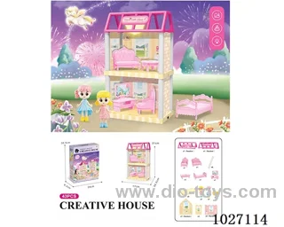 38pcs diy villa &doll with light include battery