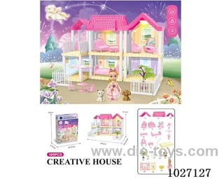 105pcs diy villa &doll with light include battery
