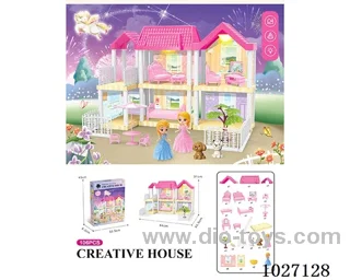 106pcs diy villa &doll with light include battery