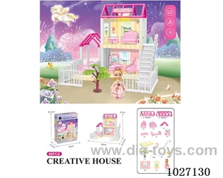 60pcs diy villa &doll with light include battery