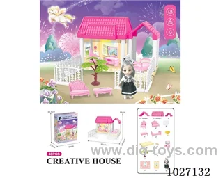 48pcs diy villa &doll with light include battery