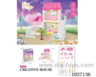 61pcs diy villa &doll with light include battery