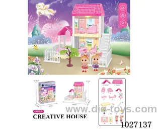 61pcs diy villa &doll with light include battery