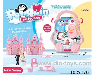 storage box with castle & doll &furniture in paper card