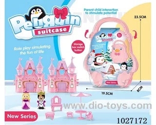 storage box with castle & doll &furniture in paper card