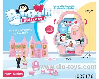 storage box with castle & doll &furniture in paper card