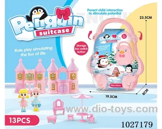 storage box with castle & doll &furniture in paper card