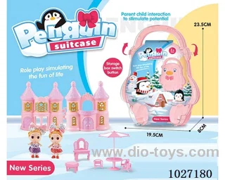 storage box with castle & doll &furniture in paper card