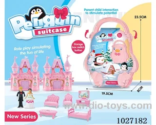 storage box with castle & doll &furniture in paper card