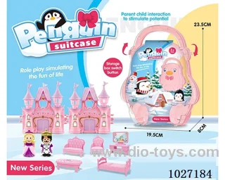 storage box with castle & doll &furniture in paper card
