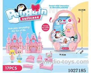 storage box with castle & doll &furniture in paper card