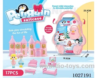 storage box with castle & doll &furniture in paper card
