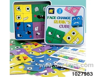 Wooden face-changing blocks in box