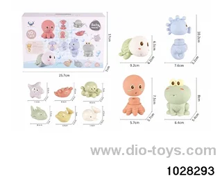 Assembling water spraying marine animals in color box