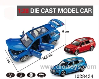 1:28 pull back alloy  Simulation opens 6 doors car with light&music 2color mixed loading
