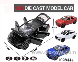 1:28 pull back alloy  Simulation opens 6 doors car with light&music 4color mixed loading