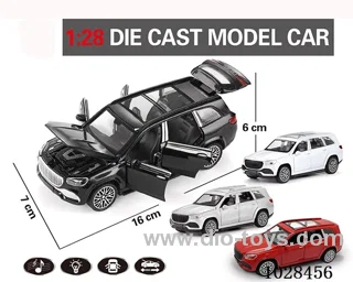 1:28 pull back alloy  Simulation opens 6 doors car with light&music 4color mixed loading