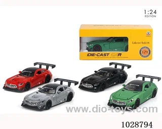 1:24 pull back alloy car with sound&light 4color mixed loading