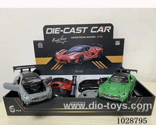 1:24 pull back alloy car with sound&light 4color mixed loading