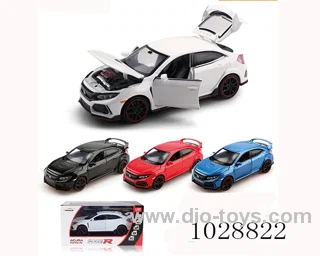 1:32 Licensed Honda Civic Type R pull back alloy car with 4-door,3-sound&light in window box