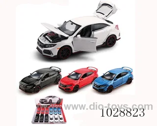 1:32 Licensed Honda Civic Type R pull back alloy car with 4-door,3-sound&light in display box