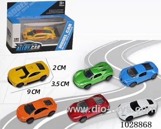 1:60 pull back alloy car 6 sets mixed loading in window box