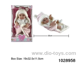 12-inch pond rubber doll with pillow in window box