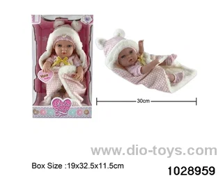 12-inch pond rubber doll with pillow in window box