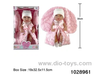 12-inch pond rubber doll with pillow in window box
