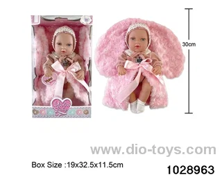 12-inch pond rubber doll with pillow in window box