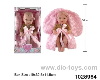 12-inch pond rubber doll with pillow in window box
