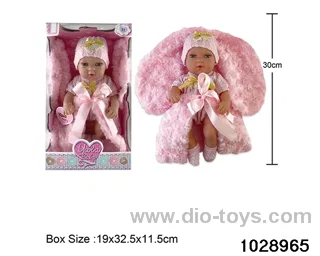 12-inch pond rubber doll with pillow in window box