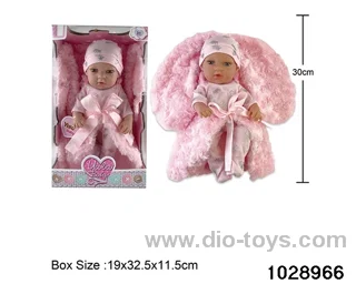12-inch pond rubber doll with pillow in window box