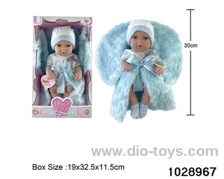 12-inch pond rubber doll with pillow in window box
