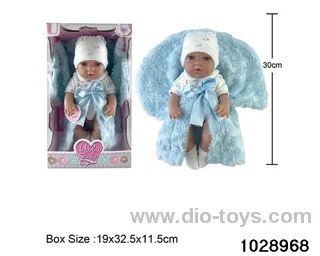12-inch pond rubber doll with pillow in window box