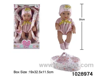 12-inch pond rubber doll with cradle in window box
