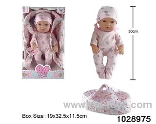 12-inch pond rubber doll with cradle in window box