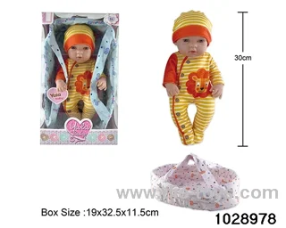 12-inch pond rubber doll with cradle in window box