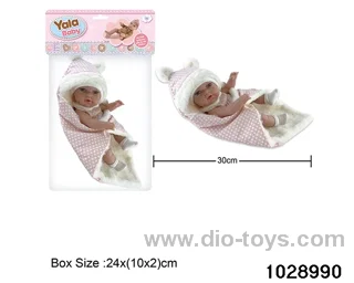 12-inch pond rubber doll with pillow in poly bag header