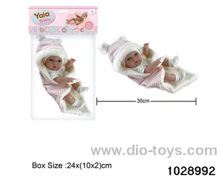 12-inch pond rubber doll with pillow in poly bag header