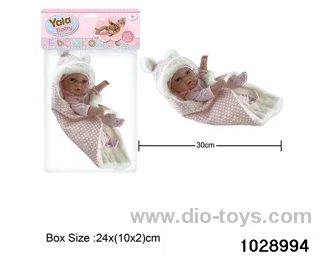 12-inch pond rubber doll with pillow in poly bag header