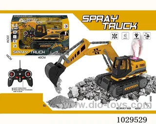 RC spray Engineering excavator in window box