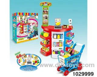 Supermarket table round + shopping cart in color box