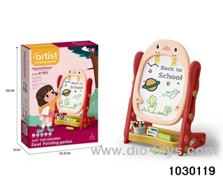 Vertical magnetic drawing board in color box