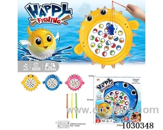 Electric fishing toy with music 3 color mixed loading in window box
