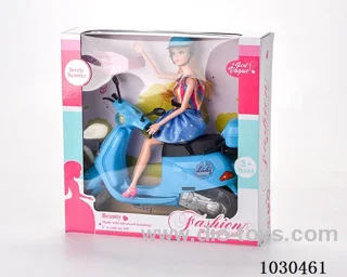 doll + motorcycle  in Window box
