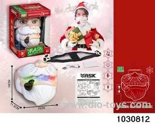 Santa Claus mask with lights in window box