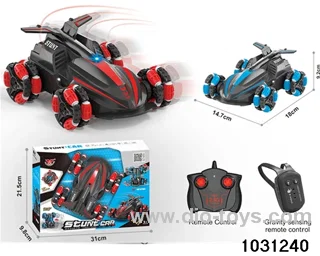 RC stunt car in window box
