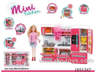 kitchen ware+doll with light & music in window box