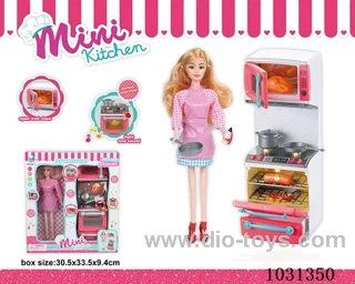 kitchen ware+doll with light & music in window box